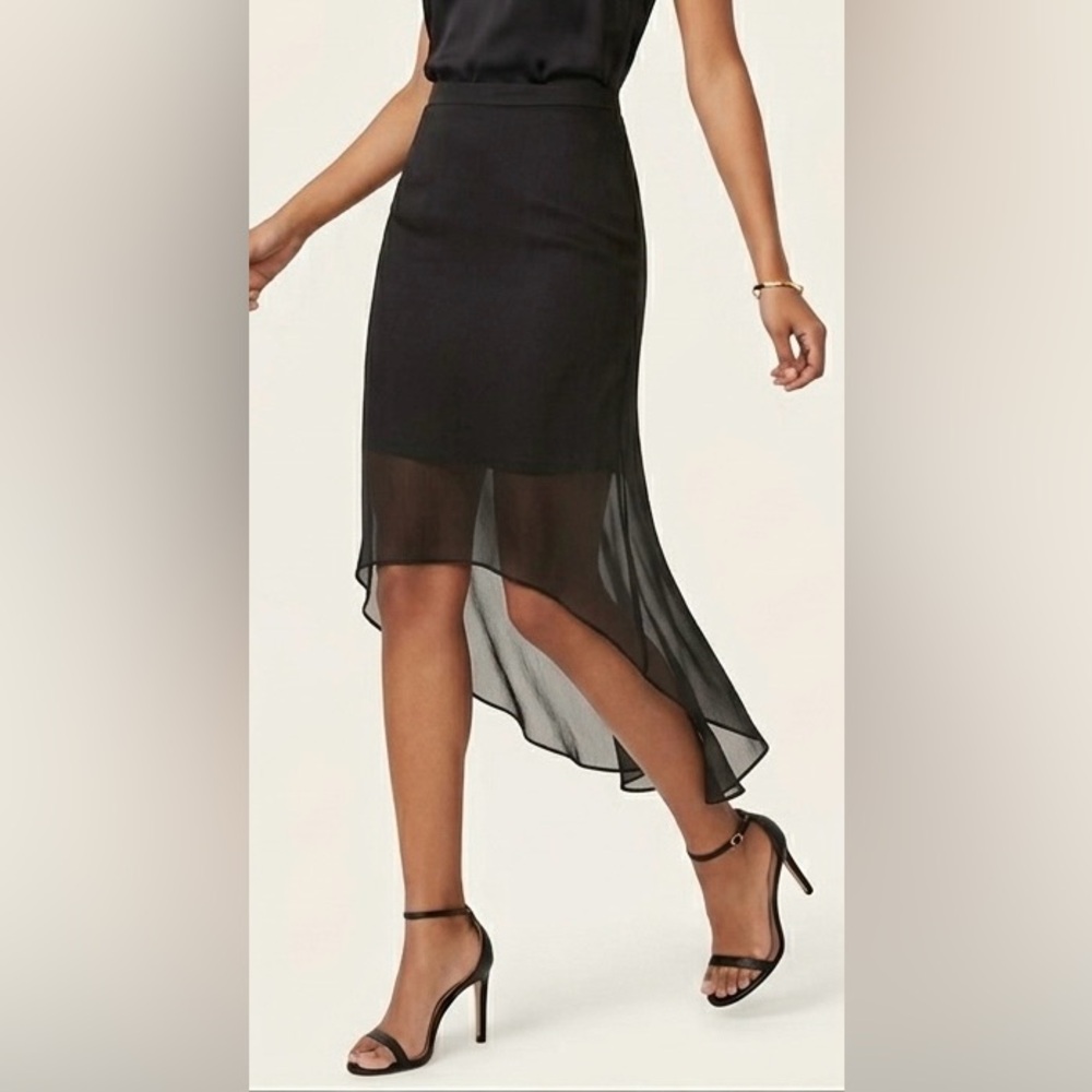 Elizabeth & James High-Low Charcoal/Dark Grey Chiffon Midi Skirt Sheer Layered 4